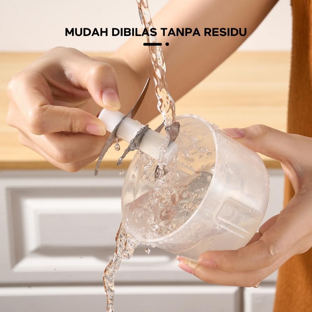 Ready Stock Promo Hemat ?10 Detik Chooper?Et.Mini Chopper Kecil Blender Portable 6 Bilah Pisau Bumbu