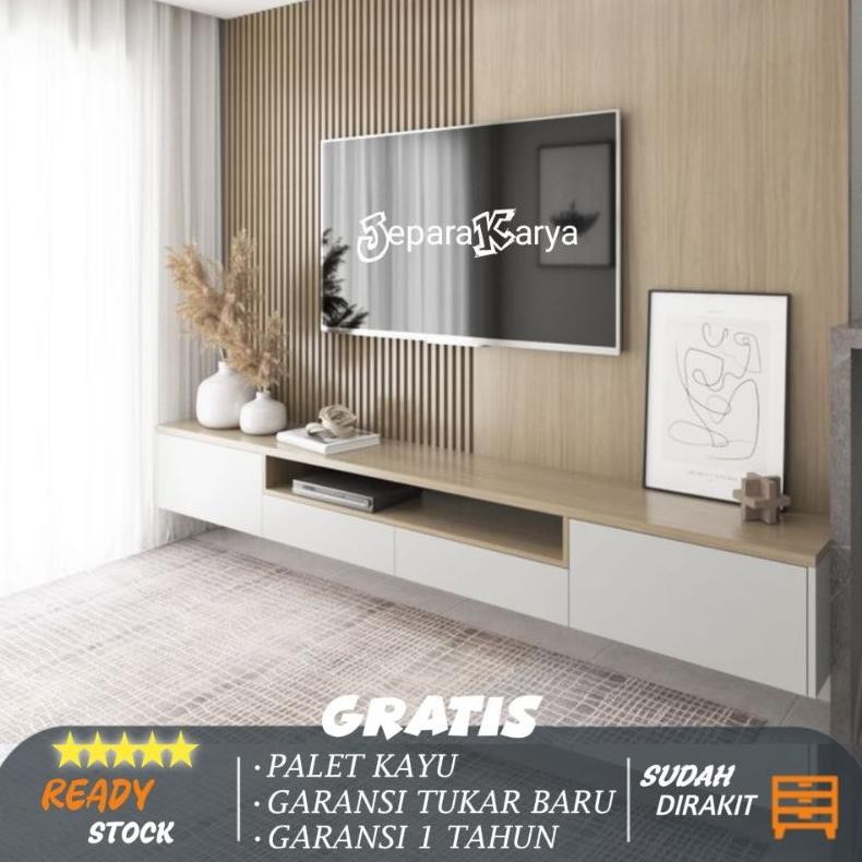Meja TV Melayang 4 Laci (TG04) Meja Tv Gantung Meja Tv Dinding Backdrop Meja Gantung