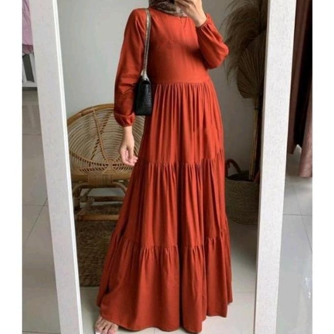 (Good) Gamis Hanum Katun Rayon Premium LD 120 Busui Friendly / Dress Susun Viral Gamis Polos Kekinia