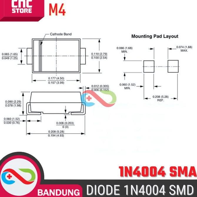 10Pcs Diode 1N4004 M4 1A 400V Sma Do-214Ac Dioda M4 1N 4004 Smd Smt Baru