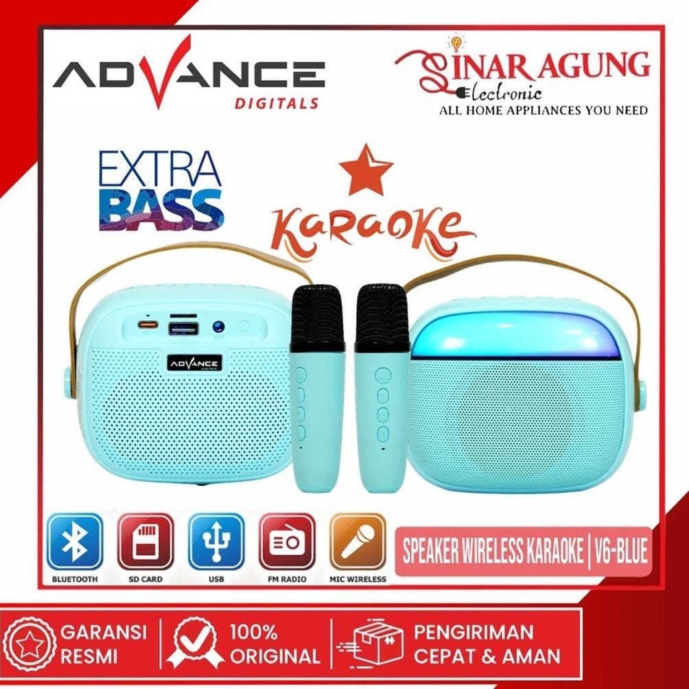 ADVANCE PORTABLE MINI SPEAKER  V6-BLUE / WIRELESS KARAOKE EXTRA BASS