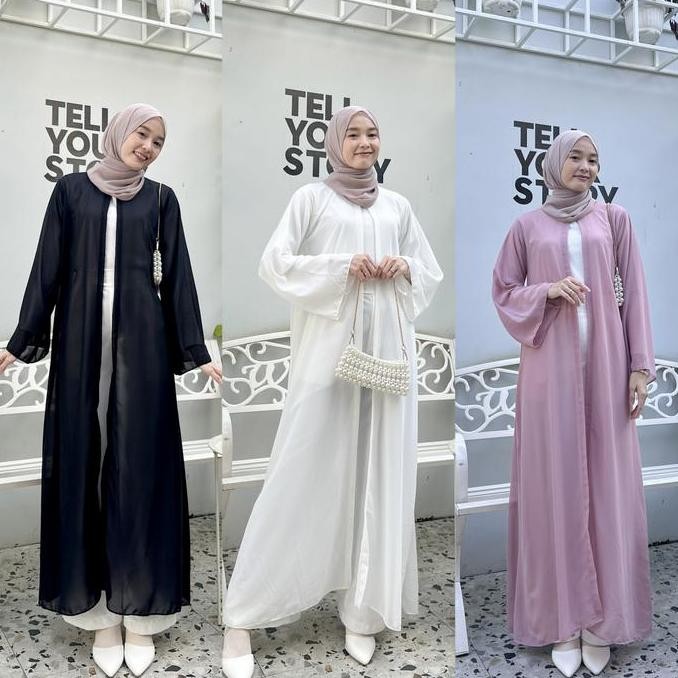 (Good) Outer cardigan arwa abaya ceruty baby dol polos premium