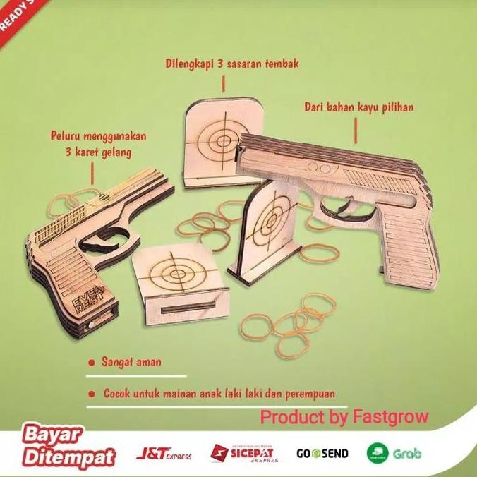 DF140 - mainan anak laki-laki pistol peluru gelang karet - mainan tembakan