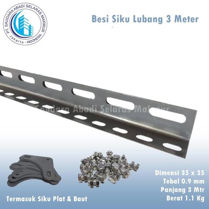 Besi Siku Lubang / Siku Lobang panjang 3 Meter - 2.1mm / 2.8Kg