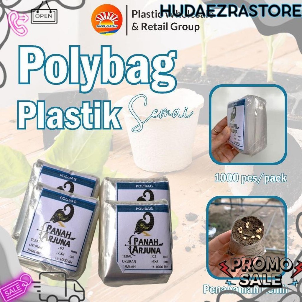 COD Polybag semai 6x7 plastik semai/polybag benih 1ikat= 1000pcs Polybag cabai