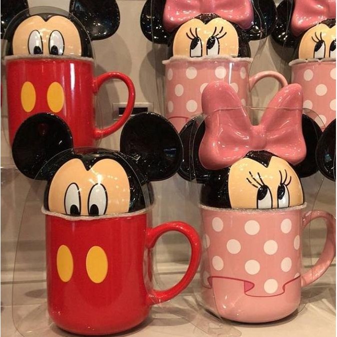 minnie mouse ceramic mug with lid original disneyland