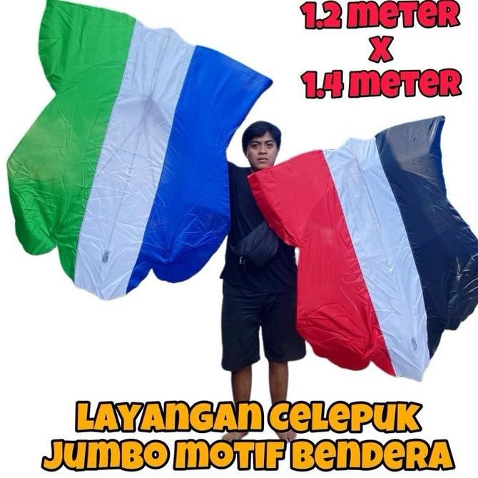 ~~~~~] LAYANGAN CELEPUK JUMBO motif bendera 1.3 meter - Layang layang celepuk kain - celepuk bendera