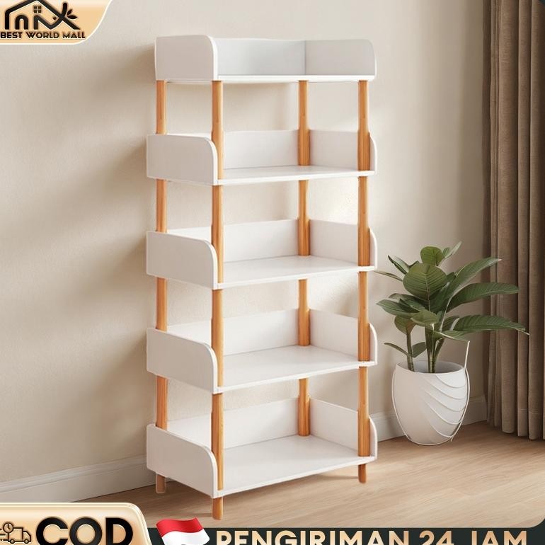 Rak Buku Minimalis 6 Tingkat Rak Makanan Ringan Lemari Buku Kayu Rak Buku Minimalis Kayu