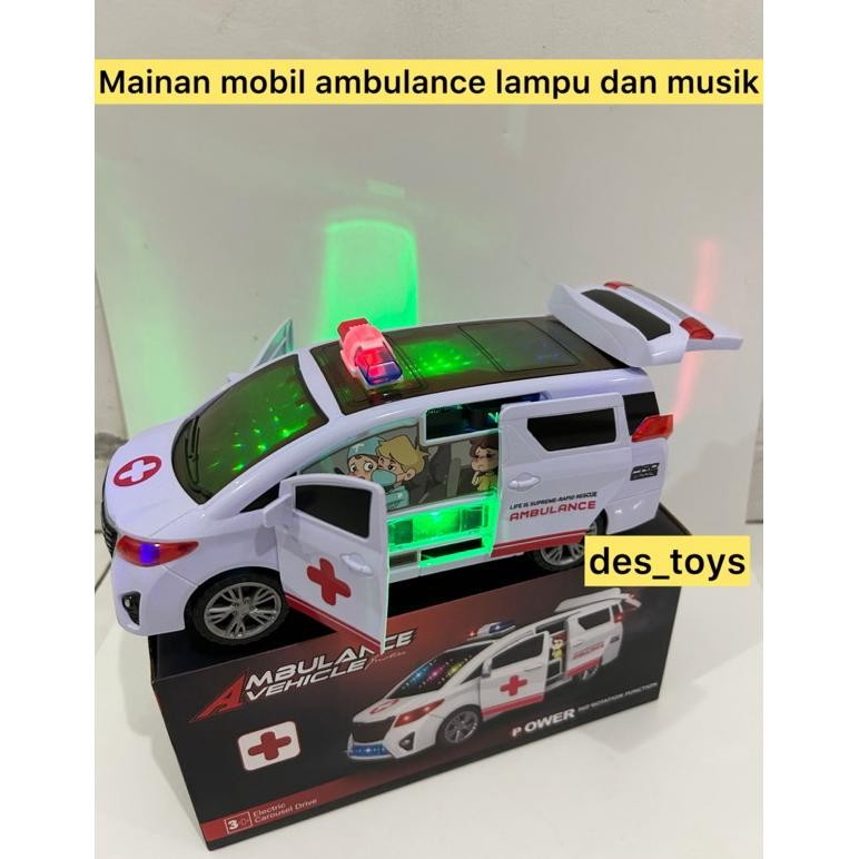 NEWMAINAN ANAK MOBIL AMBULANCE ALPHARD BUKA PINTU OTOMATIS ADA LAMPU DAN MUSIK DAN BISA PUTAR AMBULA