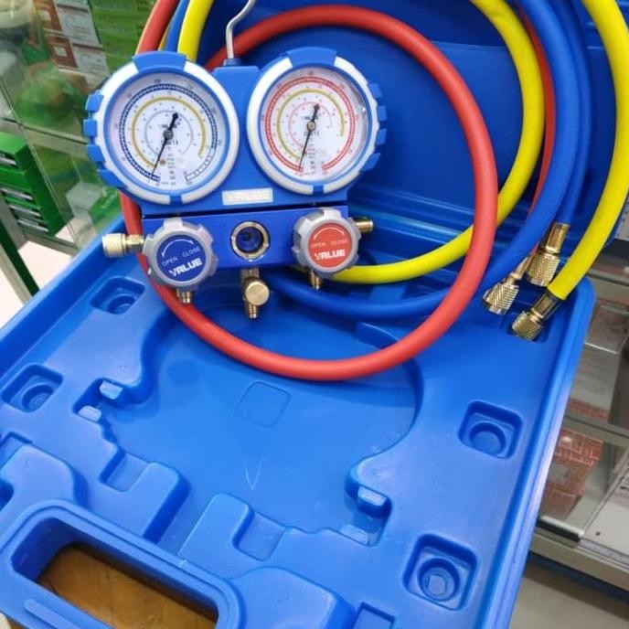 TESTING MANIFOLD AC R410 R32 VALUE BOK BOX DOUBLE GAUGE ORIGINAL DAN TERPERCAYA