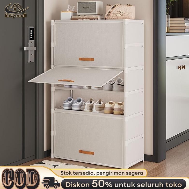 Rak Sepatu Anti Debu Tertutup Lemari Sepatu Kain 9 Susun Rak Sepatu Portable Tahan Air & Debu