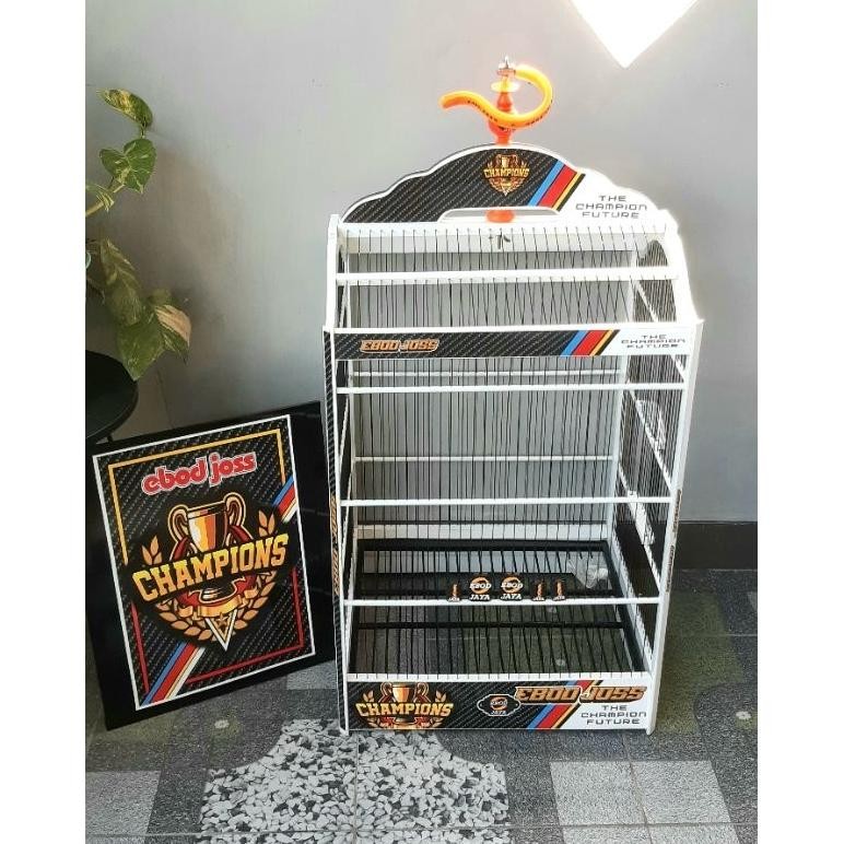 Sangkar Ebod Jaya Full Fiber 1,5 mm Waterdecal, Kandang Burung Lomba Kenari Cucak Ijo dan lain - lai