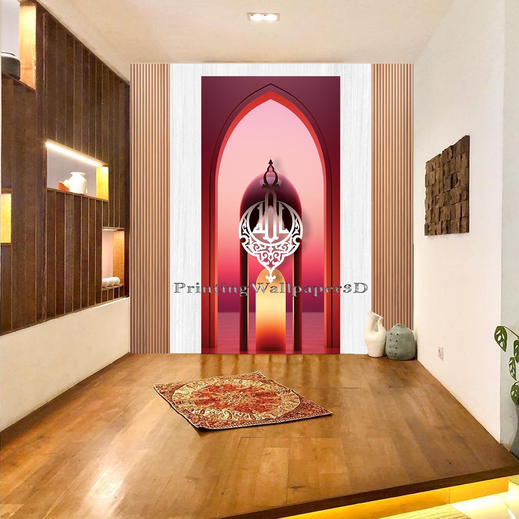 wallstiker walpaper-stiker dinding mushola mihrab Besar wallpaper tembok masjid dekorasi ruang musho
