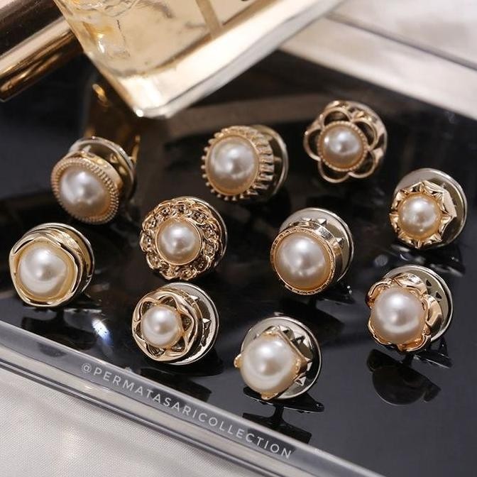 (Good) 10 Pcs Bros Pin Dagu Klip Kecil Wanita Button Kerudung Baju Jilbab