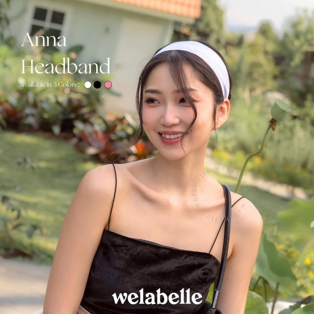 TERLARIS Welabelle Anna Vintage Y2K Headband Hairband / Bandana Putih Bando Satin 90s (A55) Siap kir
