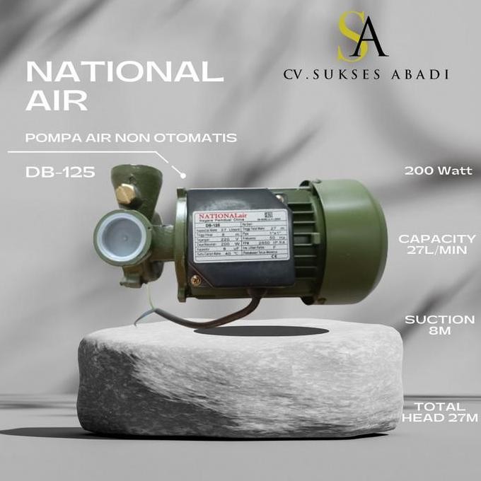 Pompa Manual Nationalair DB125 National Air 200 watt tanpa otomatis dan tabung - Mesin Pompa air Nat