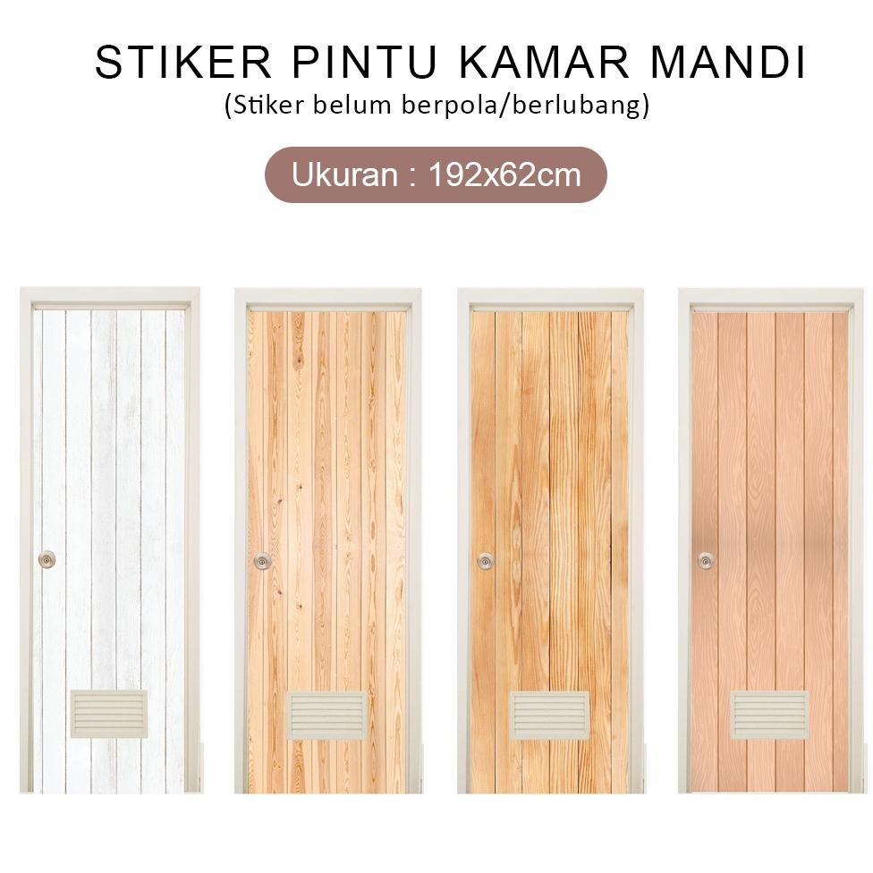 TERLARIS Stiker Pintu Kamar Mandi motif Kayu wallpaper pintu kamar mandi Stiker Pintu Aesthetic kayu