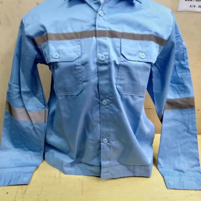 Baju Safety Proyek / Wearpack Atasan Safety / Baju Kerja Biru Muda
