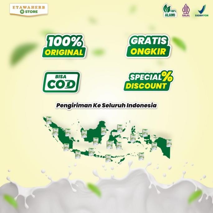 

New Susu Etawaherb 200 Gram 1 Box | Susu Kambing Etawa Asli Original dengan Ekstra Daun Kelor Bantu Permasalahan Kolesterol Secara Alami | Dairy Milk Bubuk Serbuk