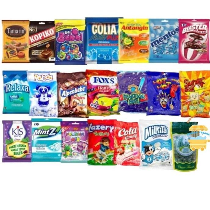 New Permen Aneka Jenis 1 Pack Golia Mentos Fox Kiss Panda Tamarin Apenlieble Pendekar Biru Relaxa Ho