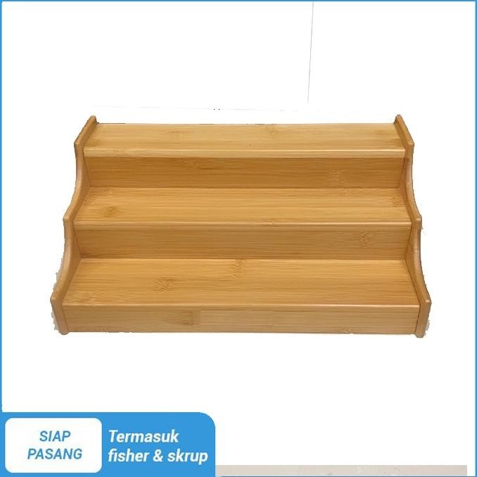 Rak Bumbu Bambu Kayu Tingkat / Rak toples bumbu / Rak toples 3 tingkat
