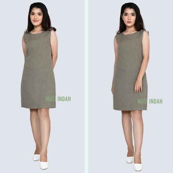 Dress Wanita Yukensi Hitam Polos Kerja Formal Kantor Model Tanpa Lengan Inner Dalaman Jas Blazer Pan