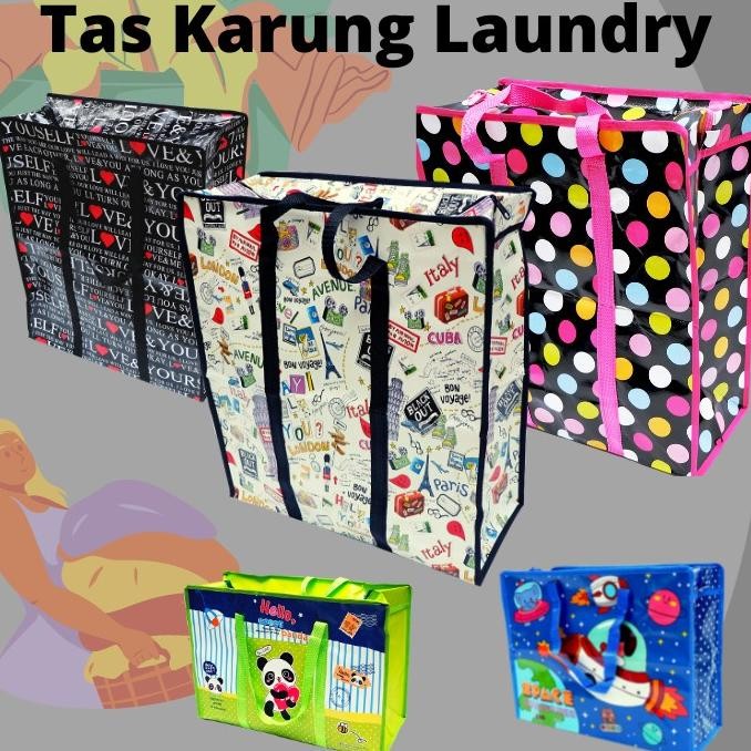 Tas LAUNDRY Tas Karung Belanja Besar Jumbo - Tas Londry Kain Terpal Jumbo - Tas Belanja Lipat