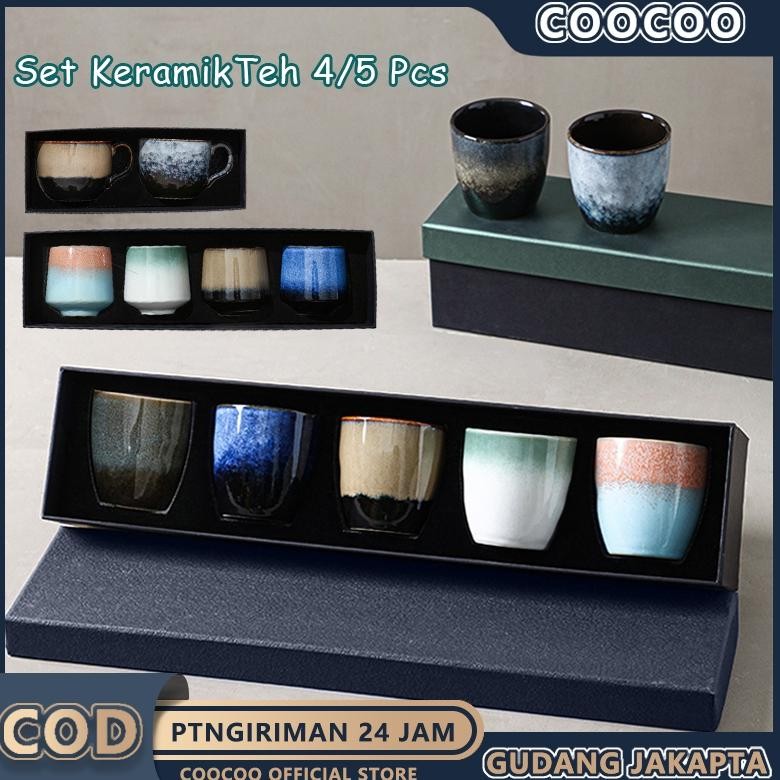 Mug Keramik Jepang Estetik Set Cangkir Teh Tea Pot Set Gift Gelas Ocha Keramik Aesthetic Souvenir Gi