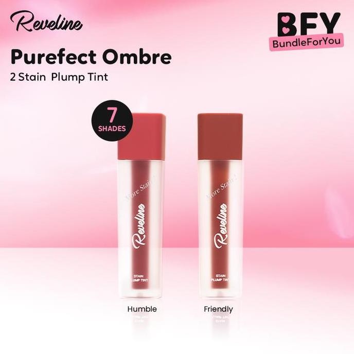Reveline Liptint Ombre Humble + Friendly, 2 Pcs (3,5Ml) | Stain Plump Tint Purefect Ombre Original