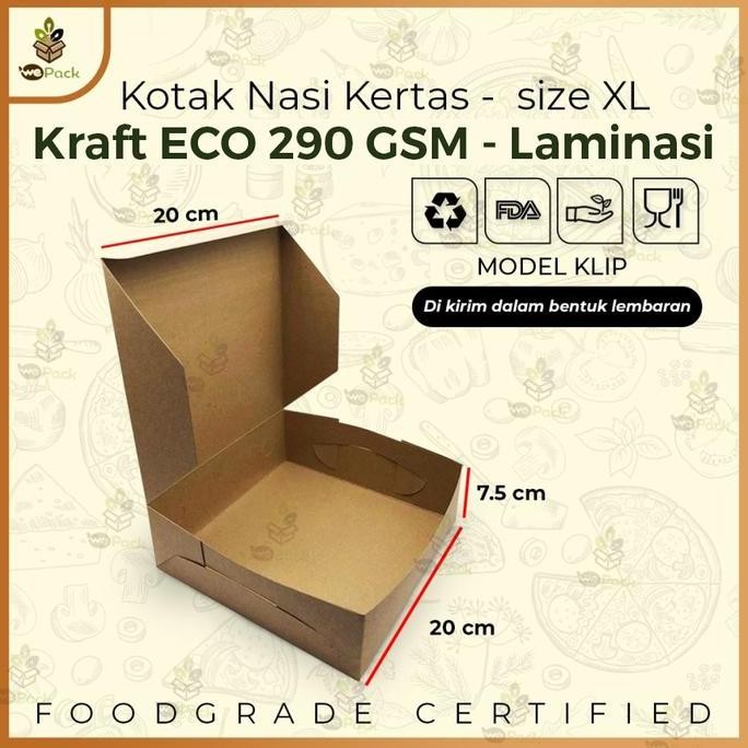Kotak Nasi Kertas Box Makanan Catering Eco Paper Laminasi Foodgrade Xl