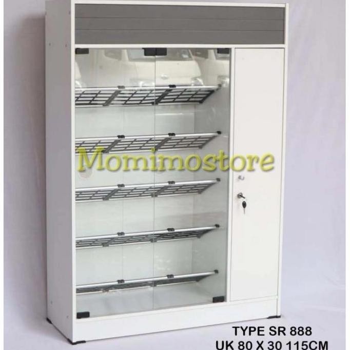 Lemari Sepatu Rak Sepatu Kaca Putih Minimalis