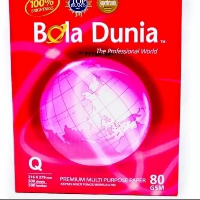 Kertas Quarto 80 Gram Bola Dunia