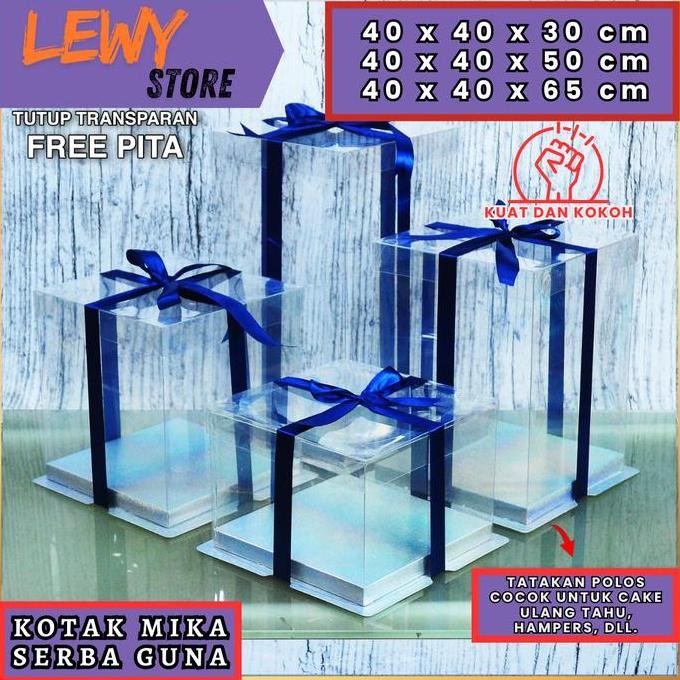 Cake Box Mika Dus Kue Kotak Kue 40X40 Cm Tutup Warna Dan Transparan Pet Kotak Jumbo Kotak Kado Kotak