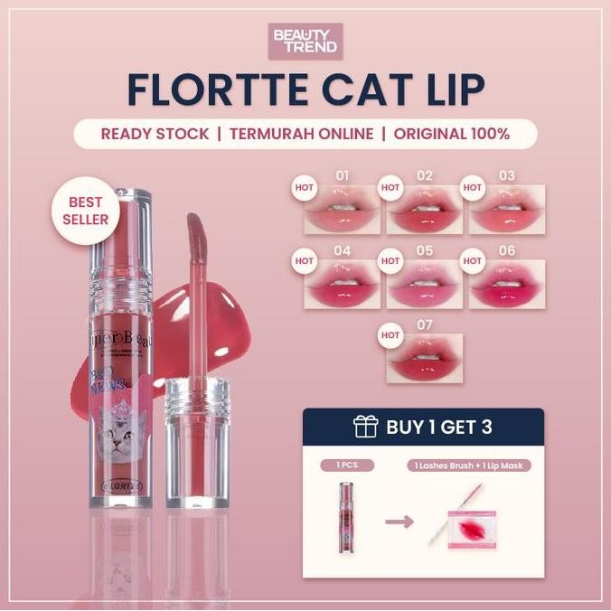 [Ready Ori] Flortte Cat Lip Flortte Super Beauty Lip Gloss Serum Flortte Lip Oil Flortte Lip Serum F