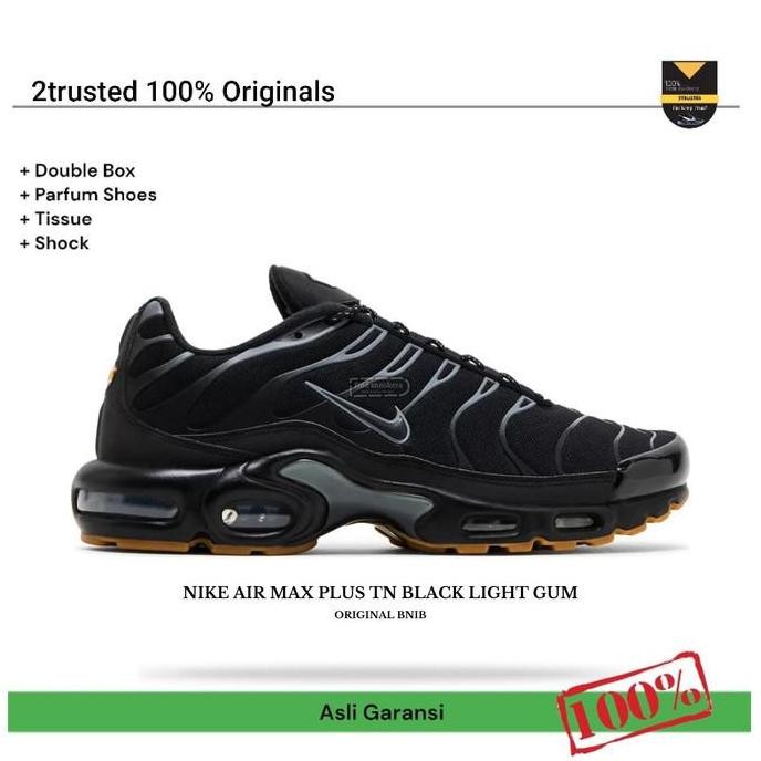 New  Sepatu Sneakers Pria NIKE AIR MAX PLUS TN BLACK LIGHT GUM ORIGINAL BNIB TrustedGuarantee