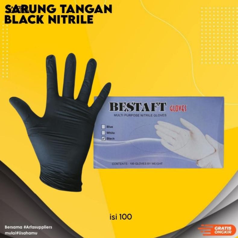 Sarung Tangan Hitam Karet Gloves 1 box isi 100