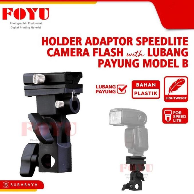 Holder Adaptor Speedlite Camera Flash Dengan Lubang Payung Model B Kamera Lampu Plastik Tripod