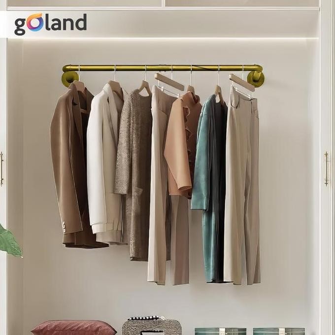 Goland Gantungan Baju Tembok Gantungan Baju Besi Multifungsi Gold