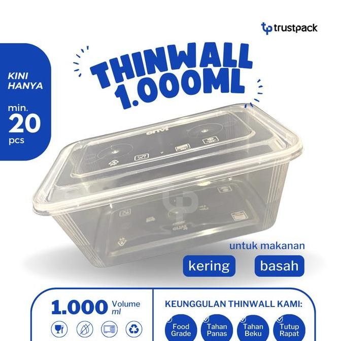 Kotak Makan 1000 Ml Tempat Box Nasi Microwave Thinwall Food Container