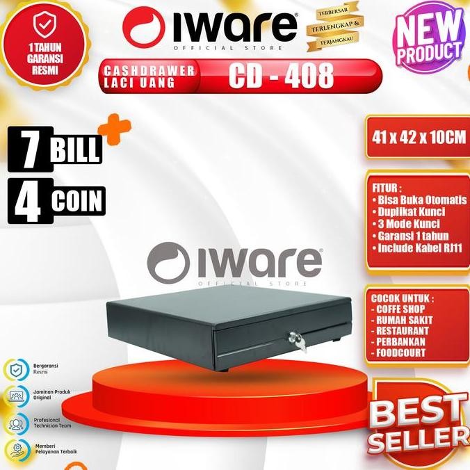 Cash Drawer Laci Uang Kasir Iware Cd 408 Rj11