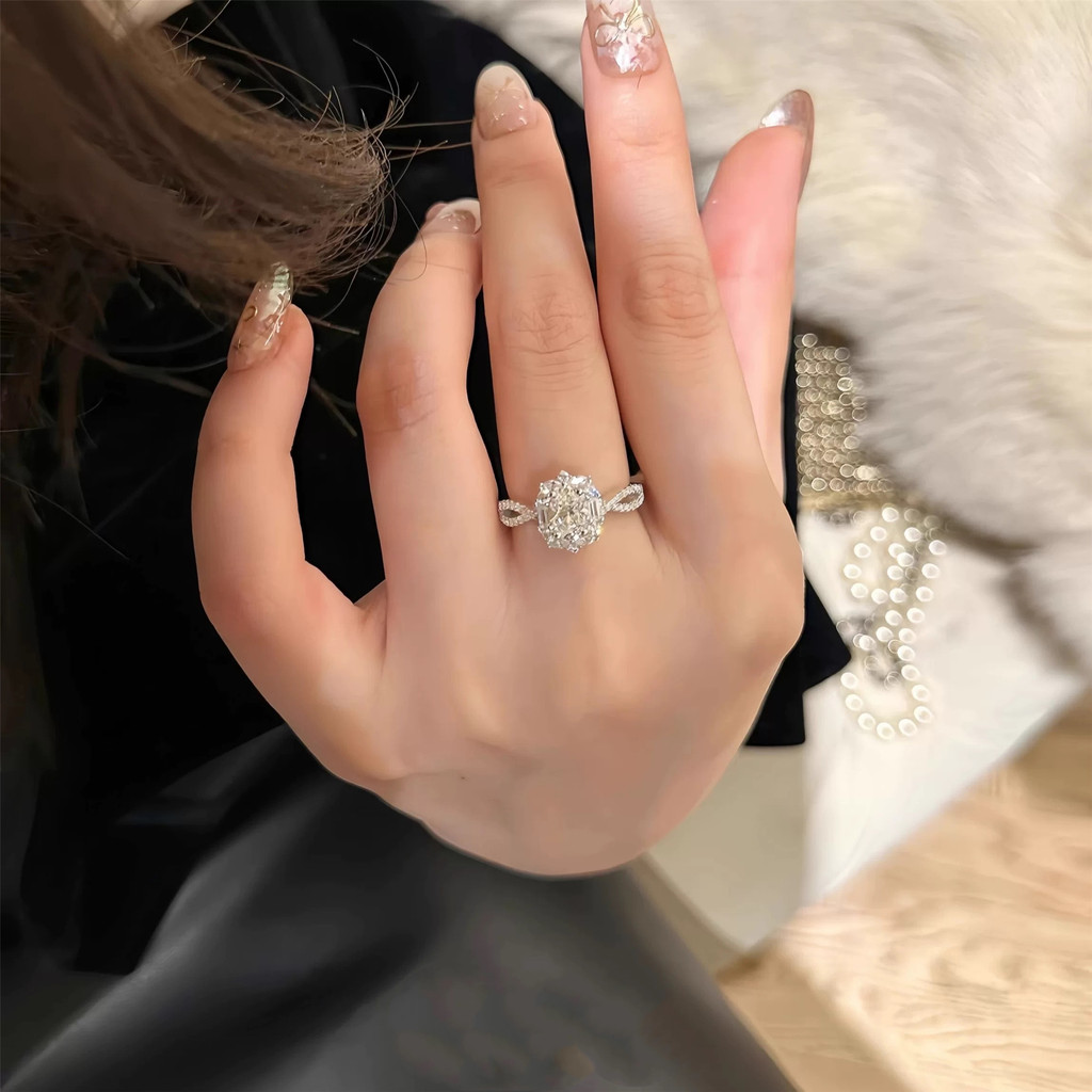 Aksesori Memori Ratu COD   Cincin berlian kepingan salju telur berkedip untuk wanita aksesoris tanga