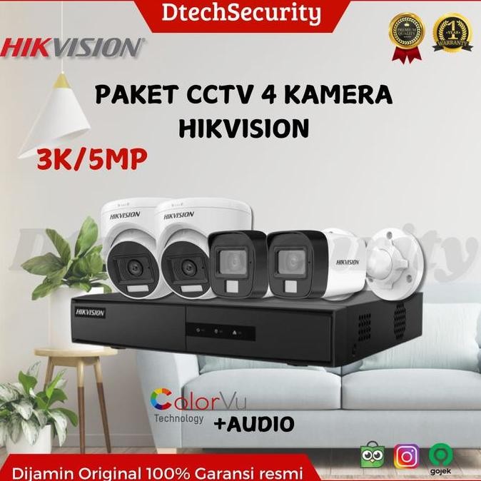 NEW PAKET PASANG CCTV 4 CAMERA COLORVU AUDIO HIKVISION PASANG SETTING CCTV