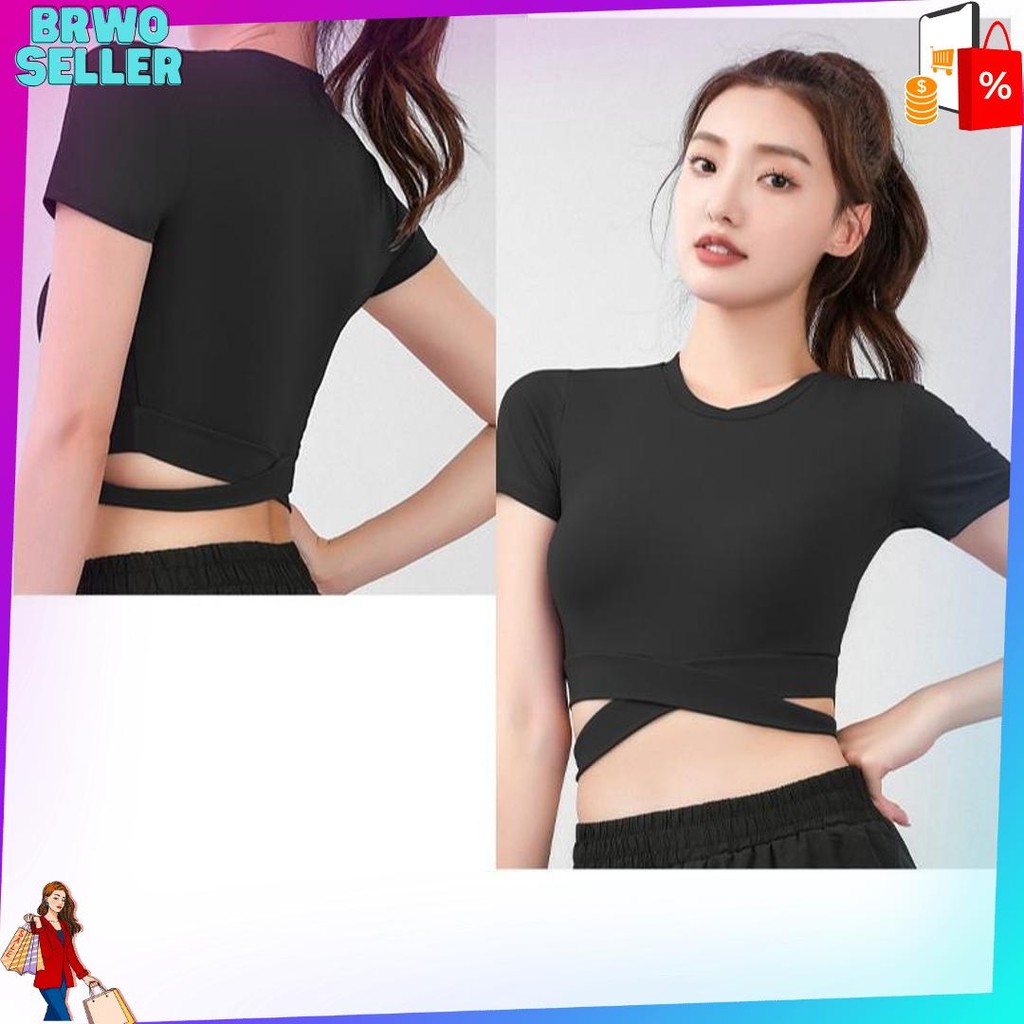 Promo HOHO_HWANG (S-20) Baju Sport Fashion Olahraga | Crop Top tanpa busa