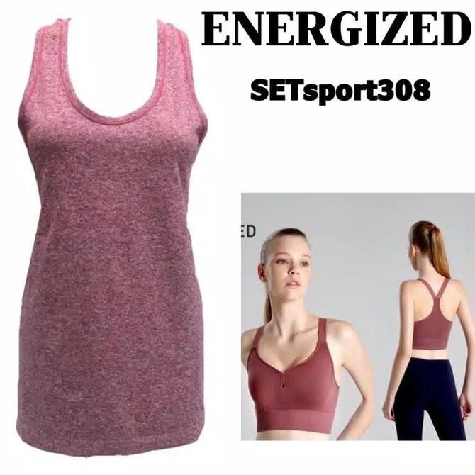 TERBARU - Setsport308 set baju + sport bra energized M L