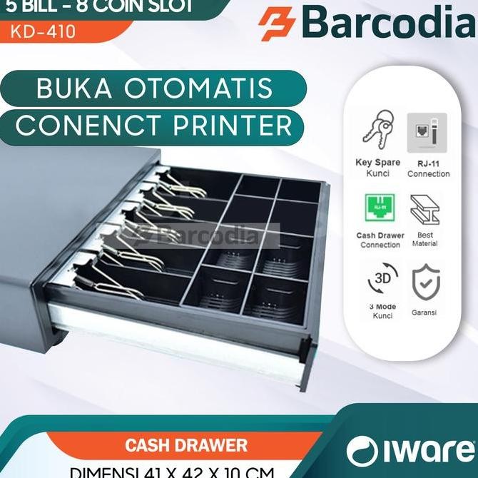 TERMURAH - LACI UANG CASH DRAWER IWARE KD410 5BILL 8COIN TEMPAT SIMPAN UANG KASIR