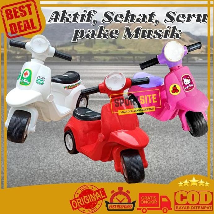 Vespa Musik Fun Bike Mini Mainan Anak Sepeda Motor Scooter Roda Tiga 3