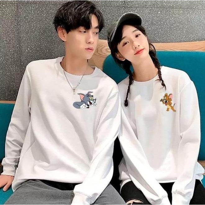 NEW - COD BAJU LENGAN PANJANG COUPLE PASANGAN TOM N JERRY ISI 2 PCS TERBARU - KAOS LENGAN PANJANG CO