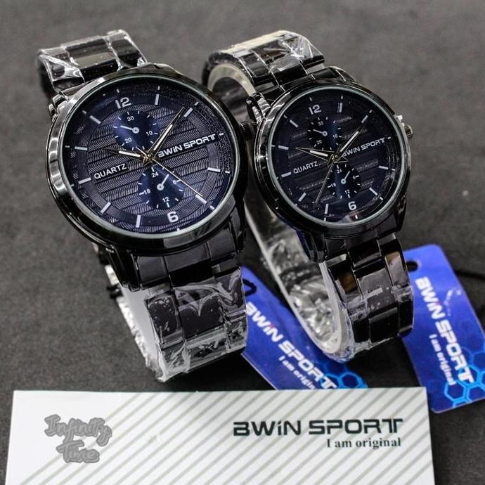Jam Tangan Couple Bwin Sport M1036G M1036L Analog Rantai Stainless Kualitas Original Untuk Motif Gam
