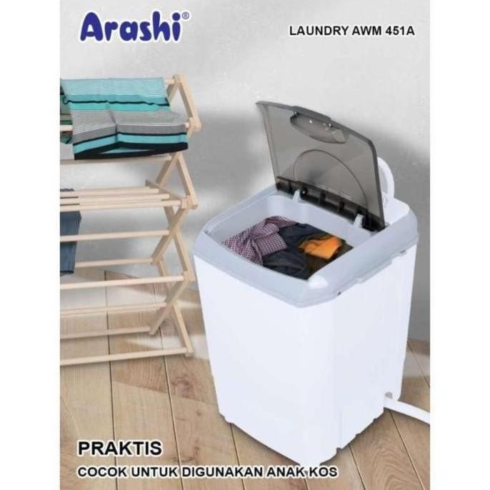 BEBAS ONGKIR - Mesin Cuci Mini / Portable Arashi AWM 451A / AWM451A Garansi Arashi