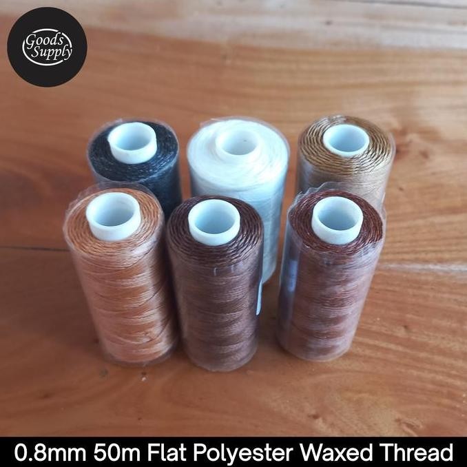 Termantab] Benang Jahit Kulit Polyester Flat Waxed Thread Leather Craft 0.8mm 50m